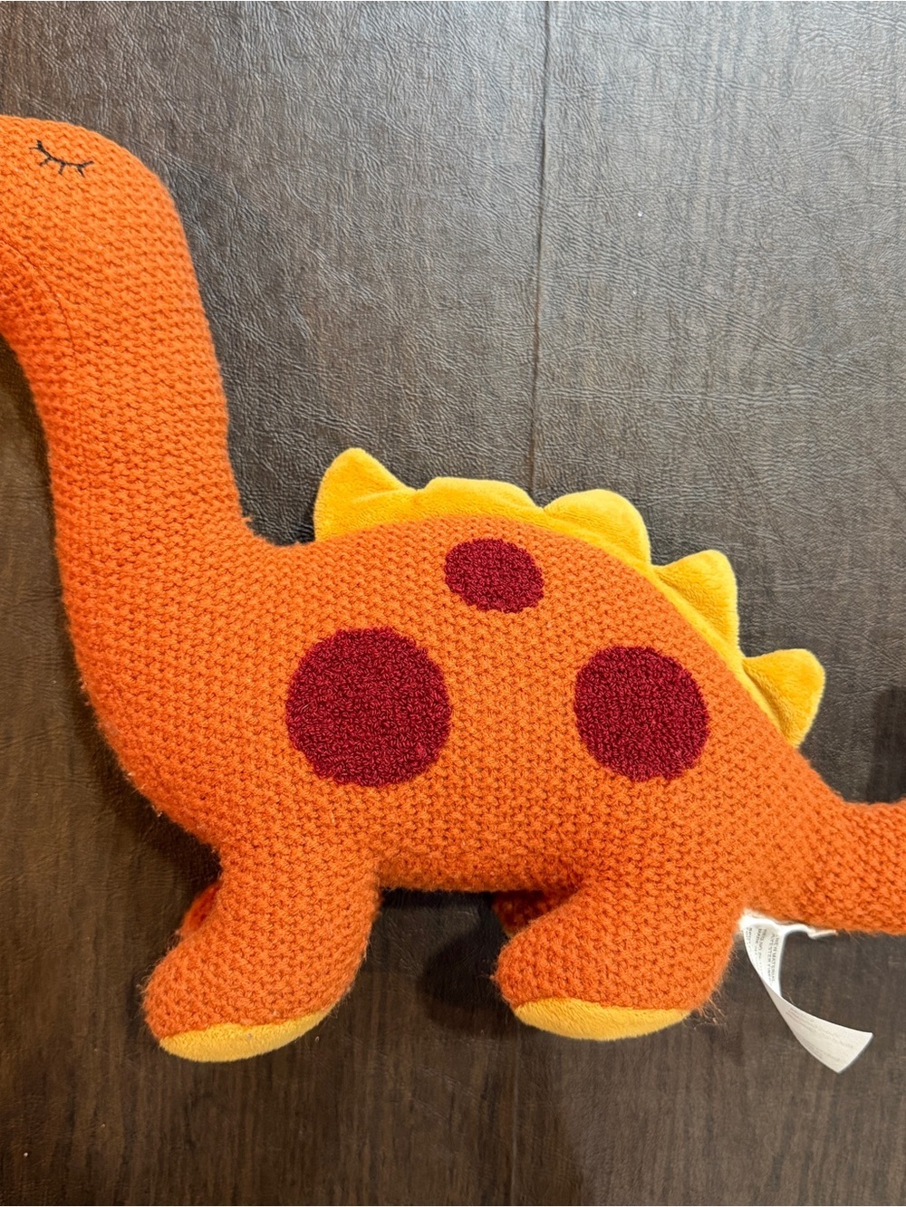 Anthropologie Knitted Orange Dinosaur Plush Toy Derrick the Dino